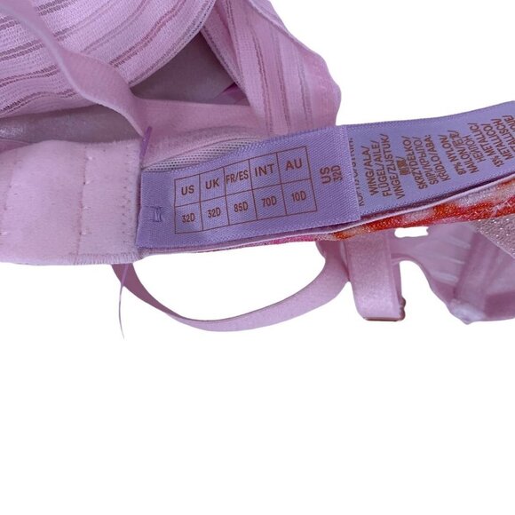 NWT Savage Fenty Pink Floral Lace Underwire Bra with Crystals Size 32D - Picture 4 of 4